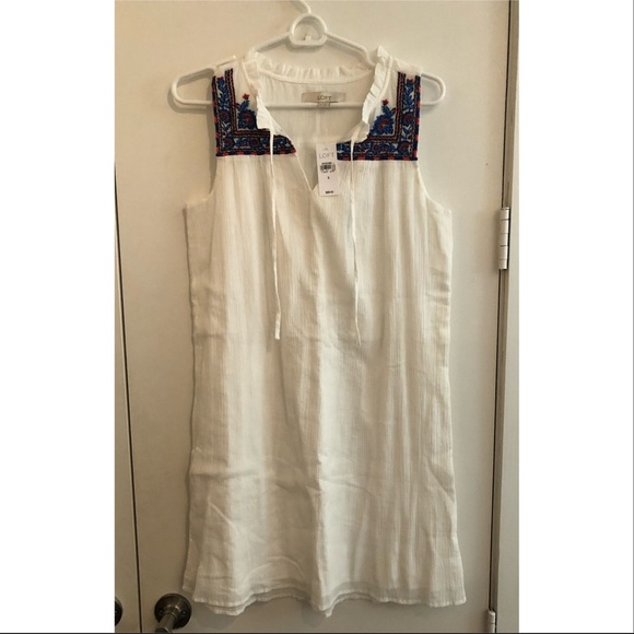 LOFT Embroidered White Dress - Picture 3 of 5
